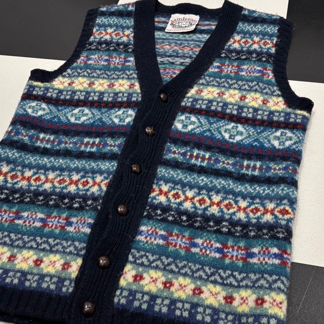 美品 ユナイテッドアローズ 別注 ジャミーソンズ フェアアイル ニット ベスト