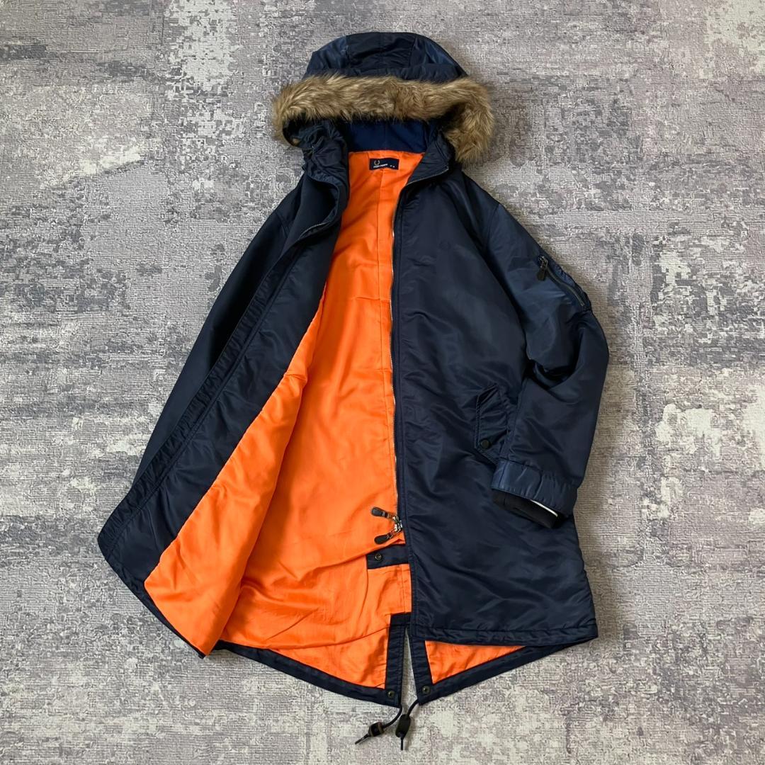 【美品】フレッドペリー モッズコート ファー取り外し可能 2WAY ネイビー M