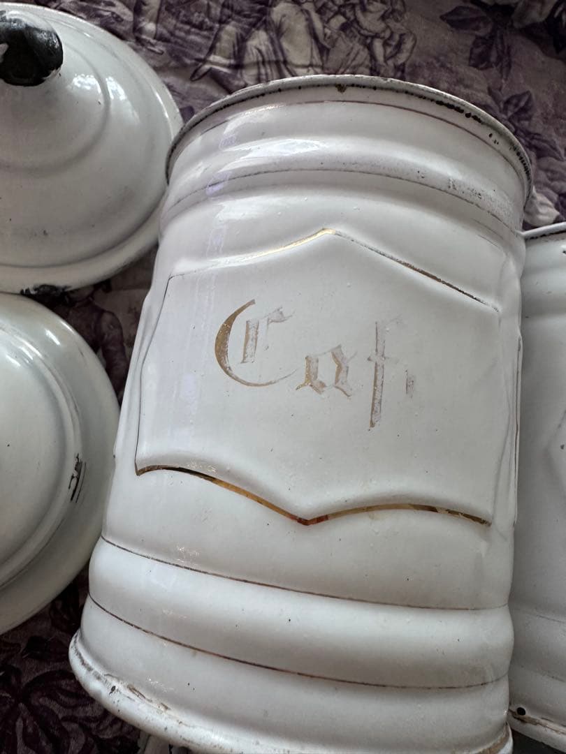 アンティーク　ホーロー　キャニスター　セット　フランスアンティーク