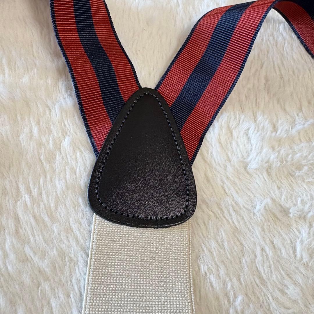 ブルックスブラザーズ ストライプ柄サスペンダー 未使用級美品 イングランド製