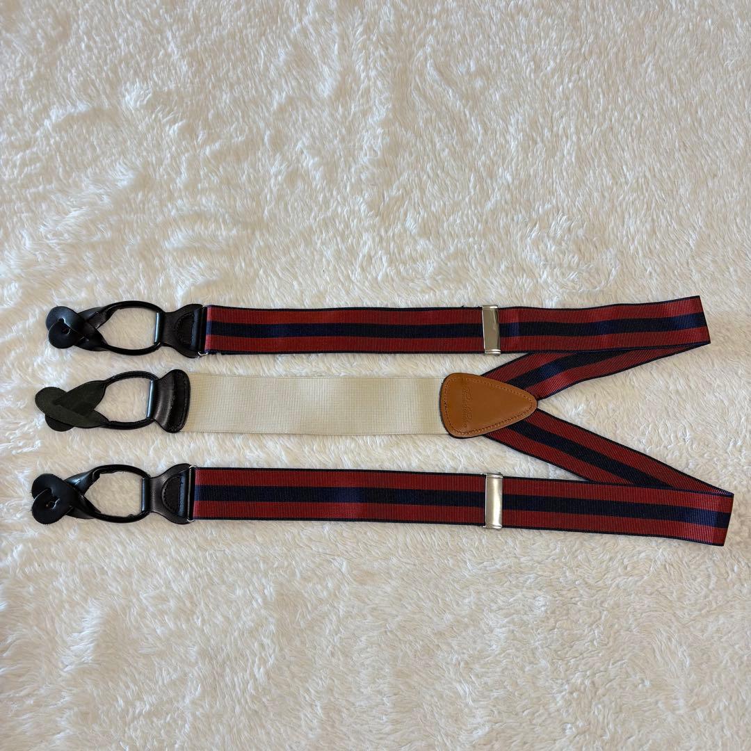 ブルックスブラザーズ ストライプ柄サスペンダー 未使用級美品 イングランド製