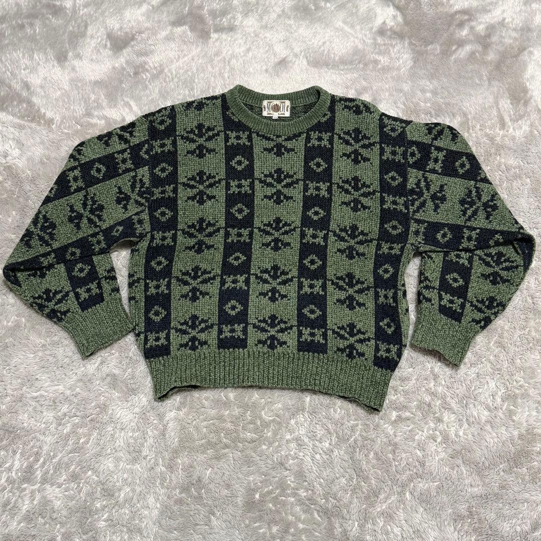 hhh　古着 vintage 柄ニット 短丈 90s