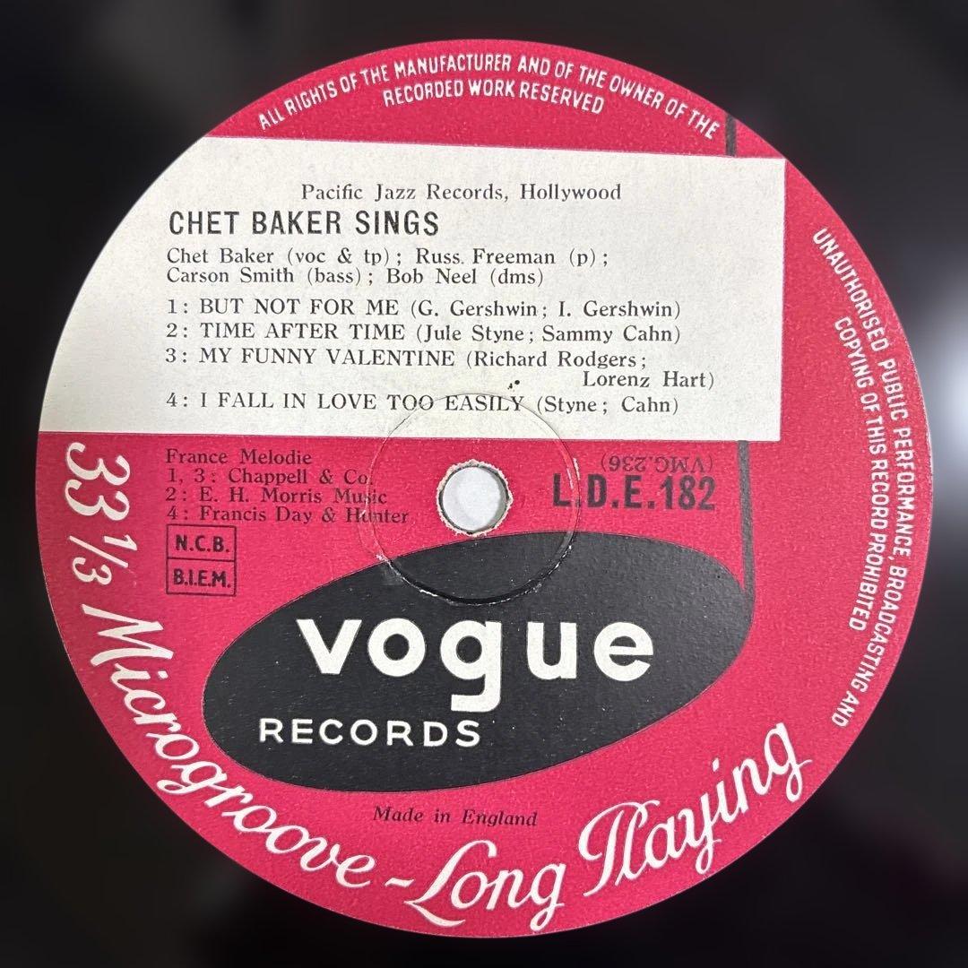 チェットベイカー 名盤 レコード チェットベイカーシングス UK盤
