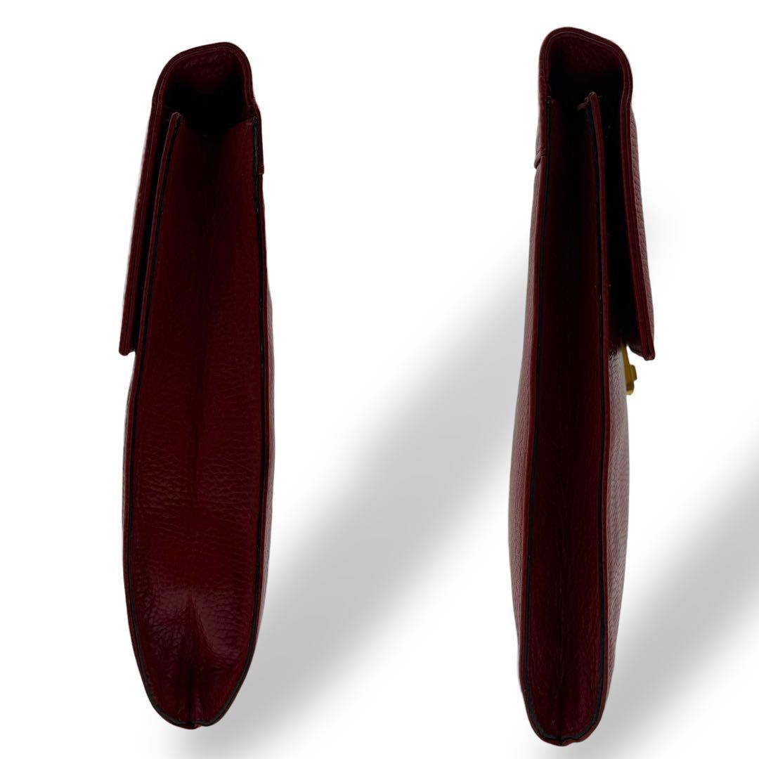 ピエールバルマン ブリーフケース レザー 赤 レッド 型押しロゴ フラップ A4