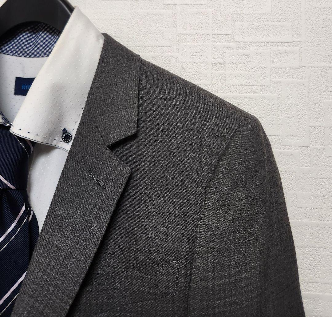 スーツセレクト　メンズ　スーツ　スリーピース　グレー　シャドーチェック柄　美品