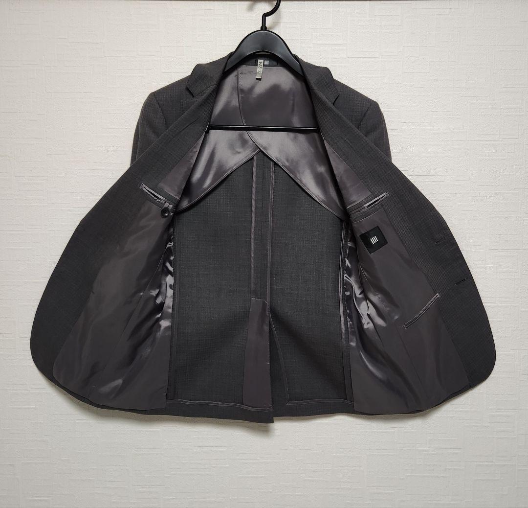 スーツセレクト　メンズ　スーツ　スリーピース　グレー　シャドーチェック柄　美品