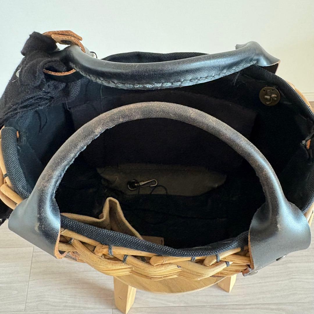 エバゴス　ebagos ファー付き　籐とレザーのカゴバック