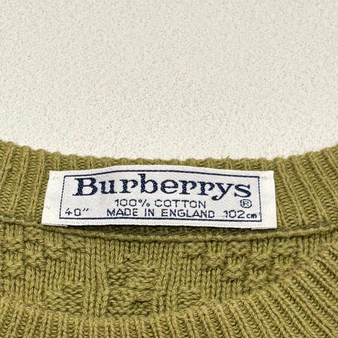 イングランド 製 Burberry's ロゴ ケーブル ニット 40 カーキ