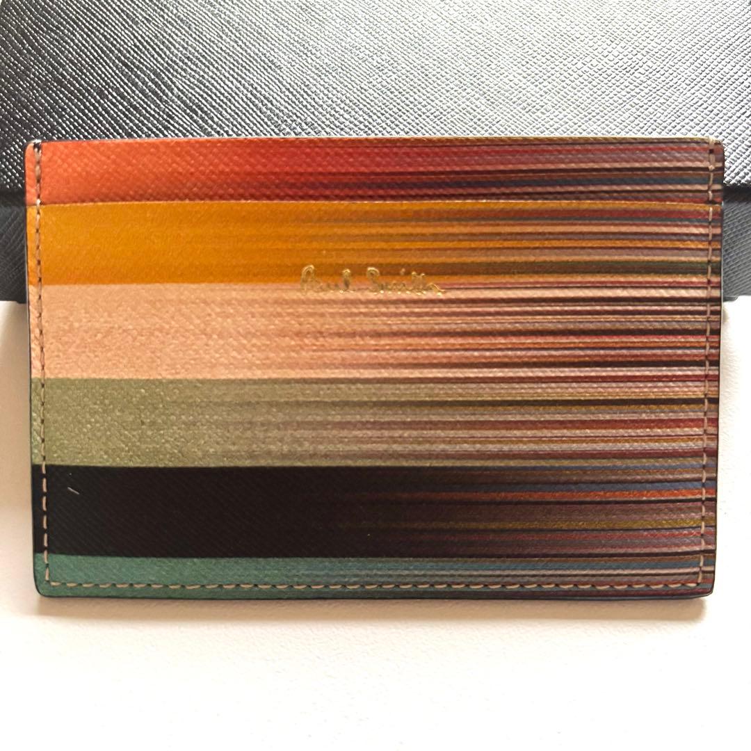 【新品】Paul Smith マルチカラー レザー　カードケース　ストライプ