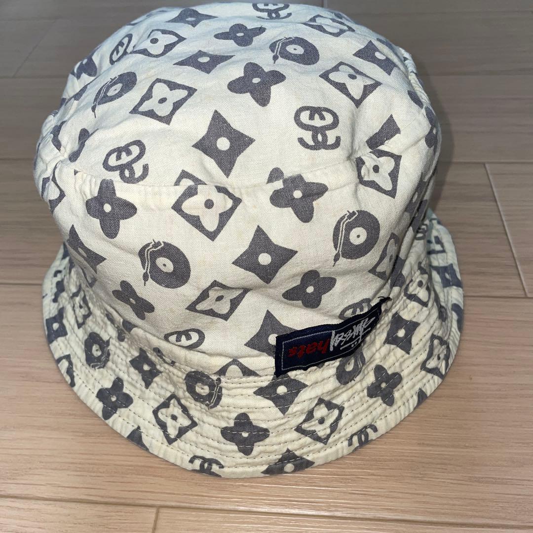 oldstussy バケットハット モノグラム柄 リバーシブル