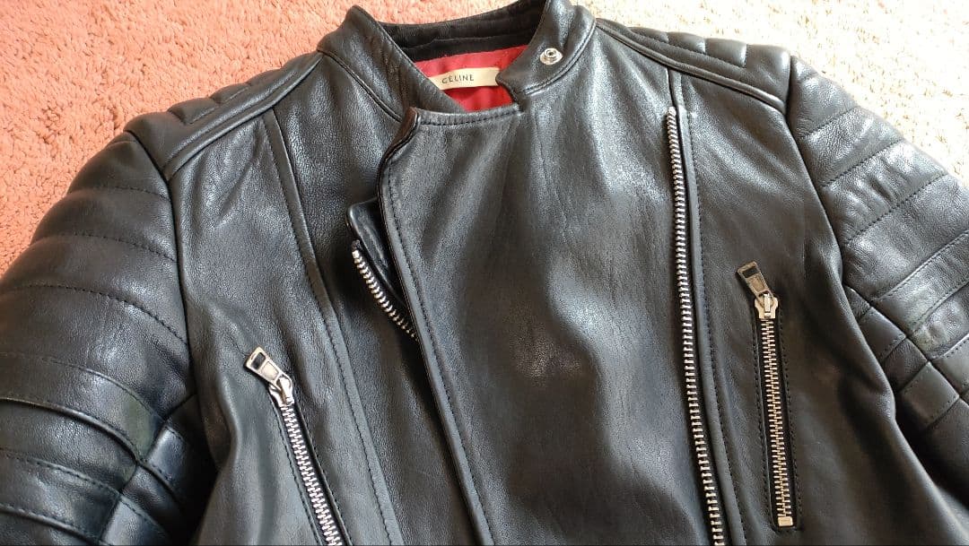 セリーヌceline フィービー　ブラック バイカー　ライダースジャケット