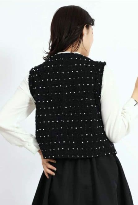 スコットクラブ系列⭐FENNEL ⭐ドットツイードショートジレ ブラック