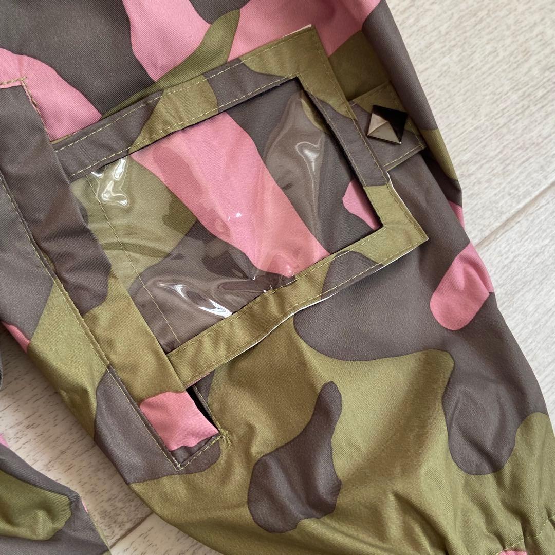 美品☆スノーボードウェアセット／カモフラージュピンク／スタッズ・レース・ファー付
