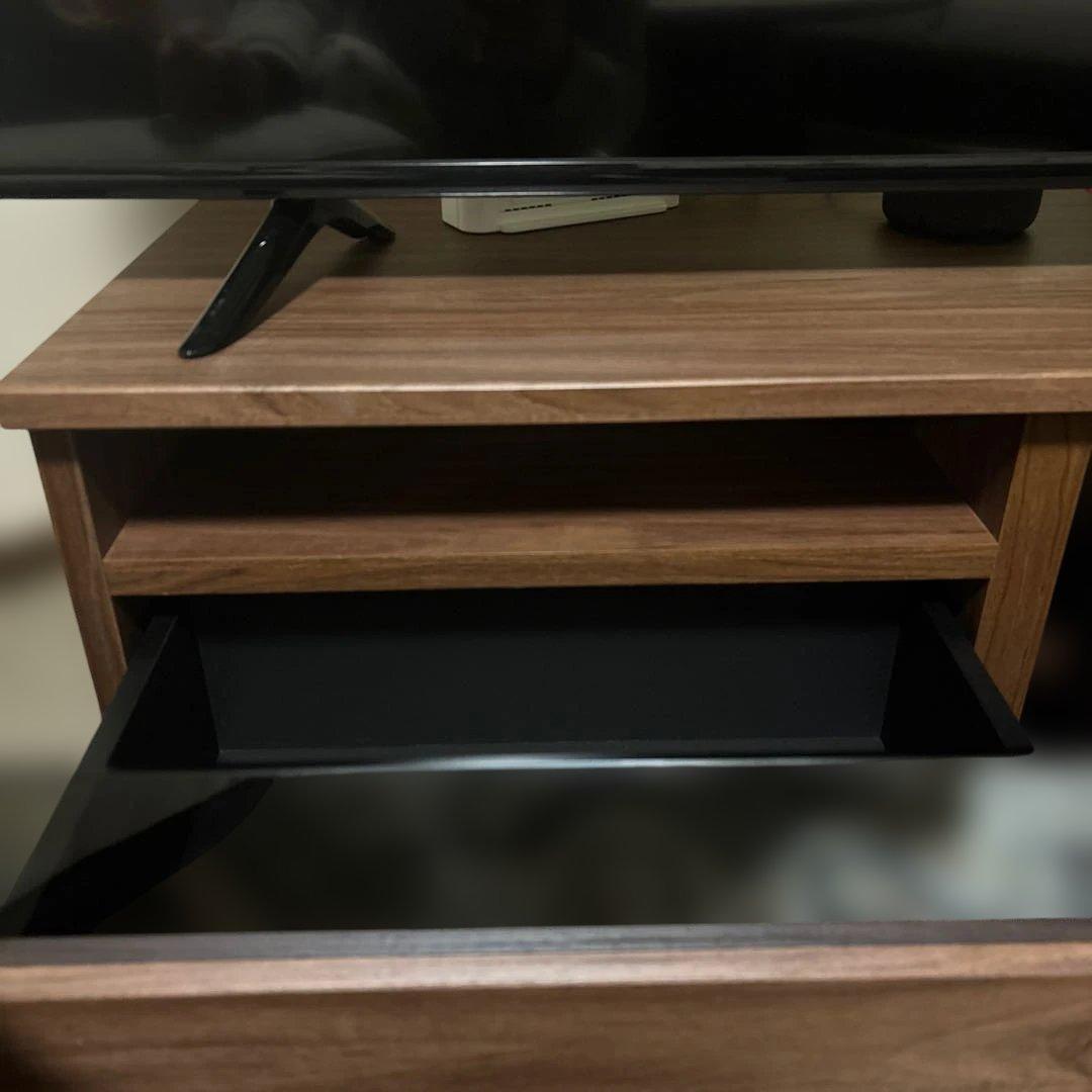 高級感！ミディアムブラウン木製テレビ台 引き出し式収納
