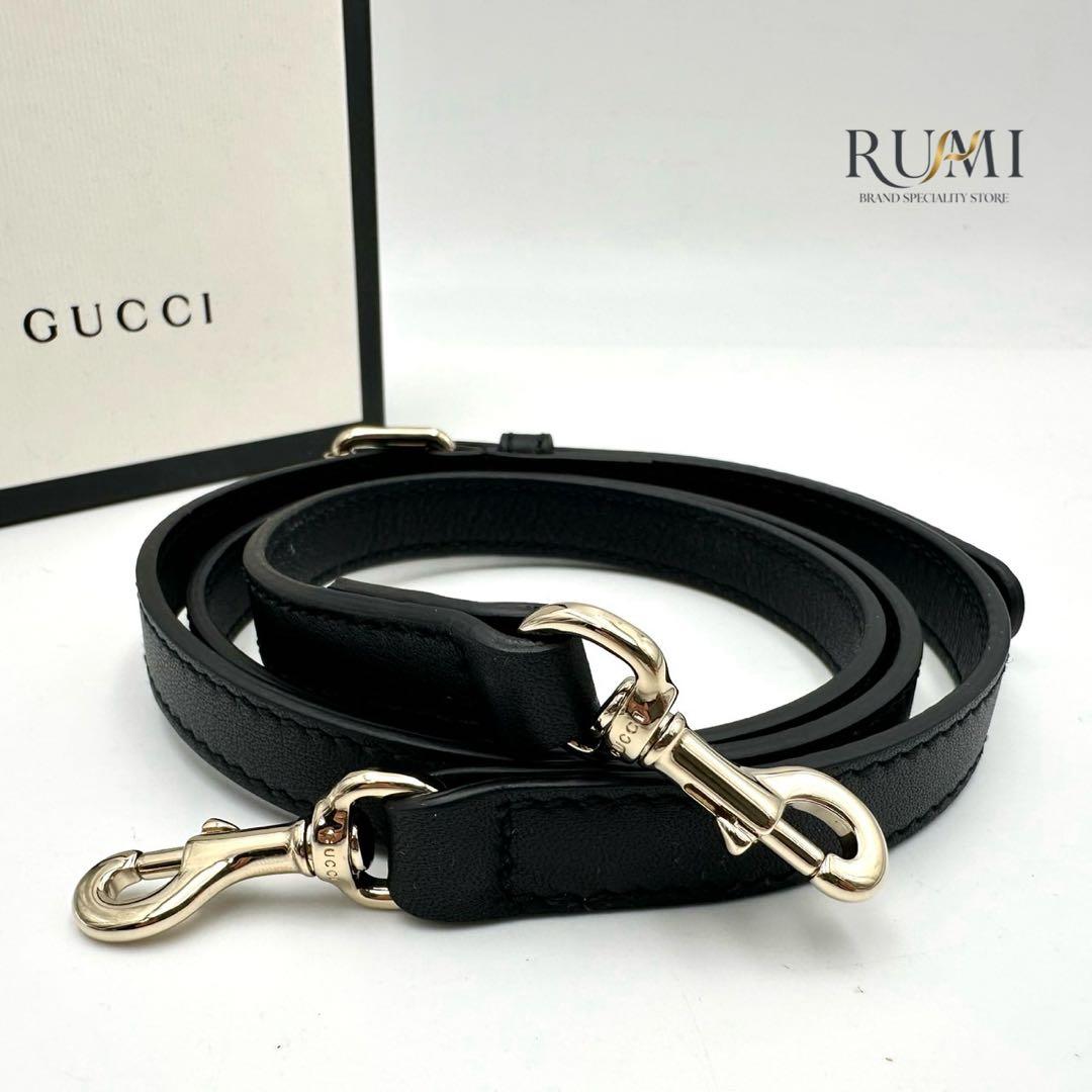 未使用✨ GUCCI グッチ ショルダーストラップ バッグ用 ST レザー 黒