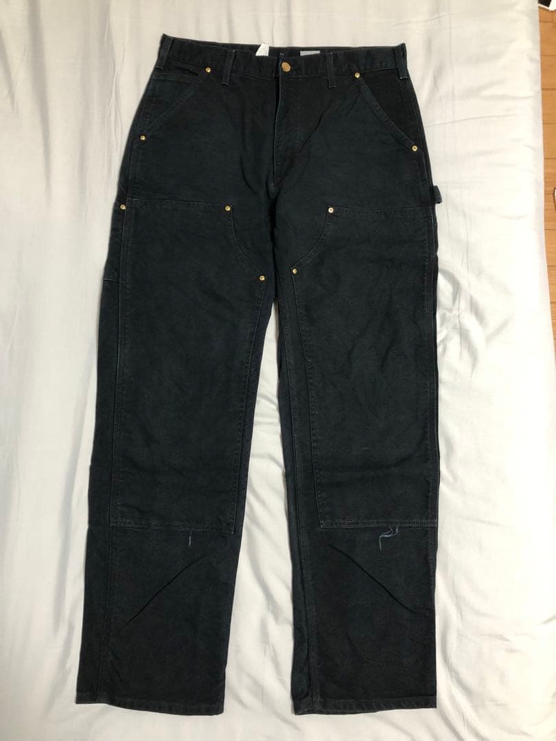 雰囲気○ 34x32 carhartt ダブルニーペインターパンツ ブラック