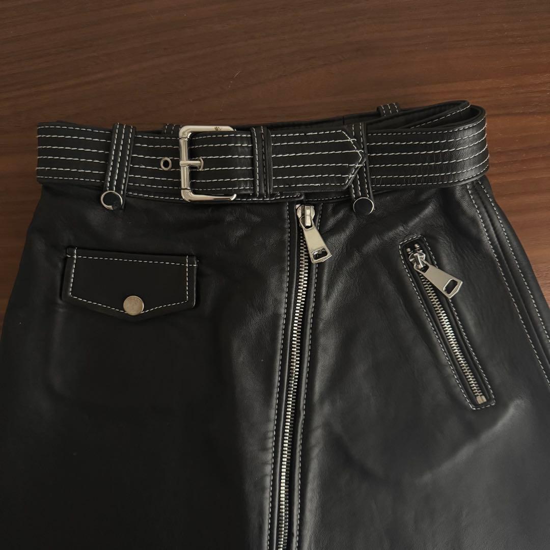21日まで値下げ maje 本革ミニスカート ジッパー