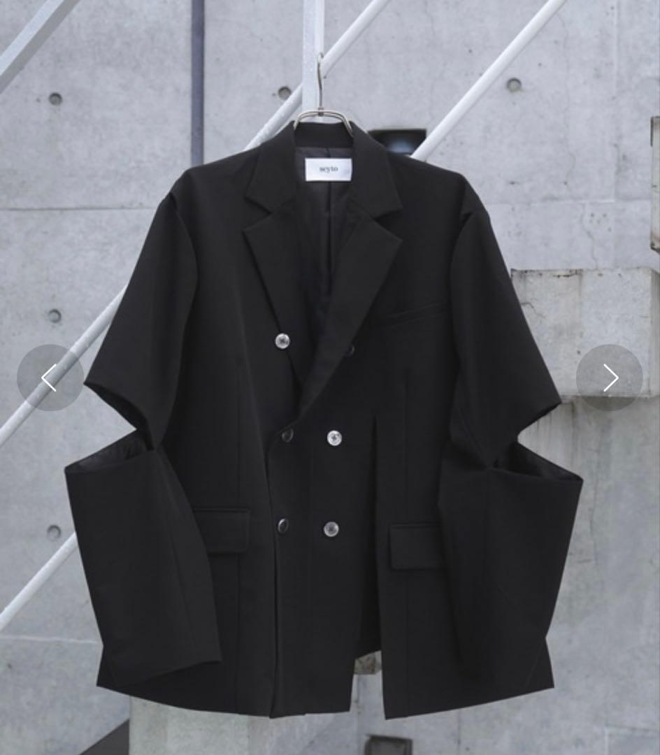 seytoカットスリットダブルブレストテーラードジャケット ブラックサイズ1