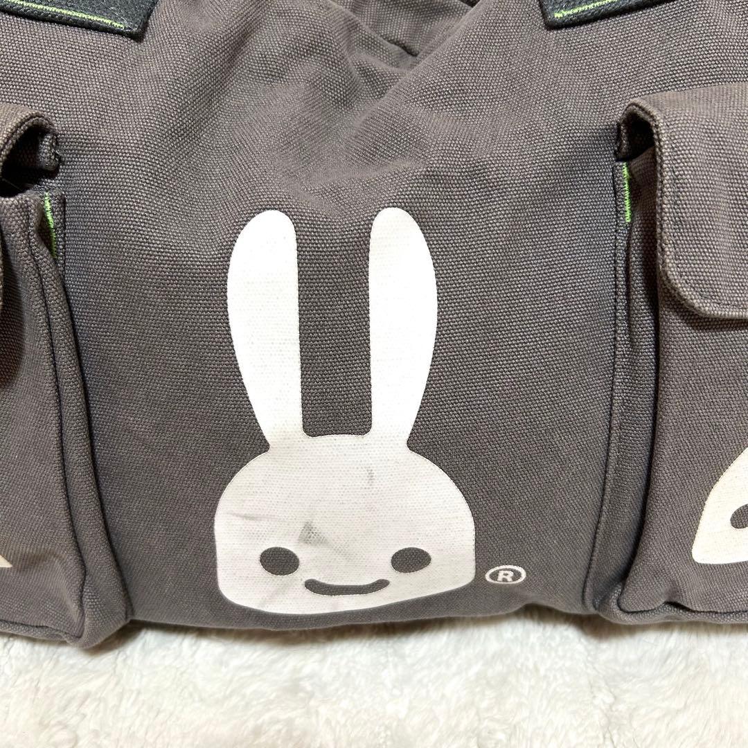 【完売品】CUNE キャンバスショルダーバッグ うさぎいっぱい ポケット多数