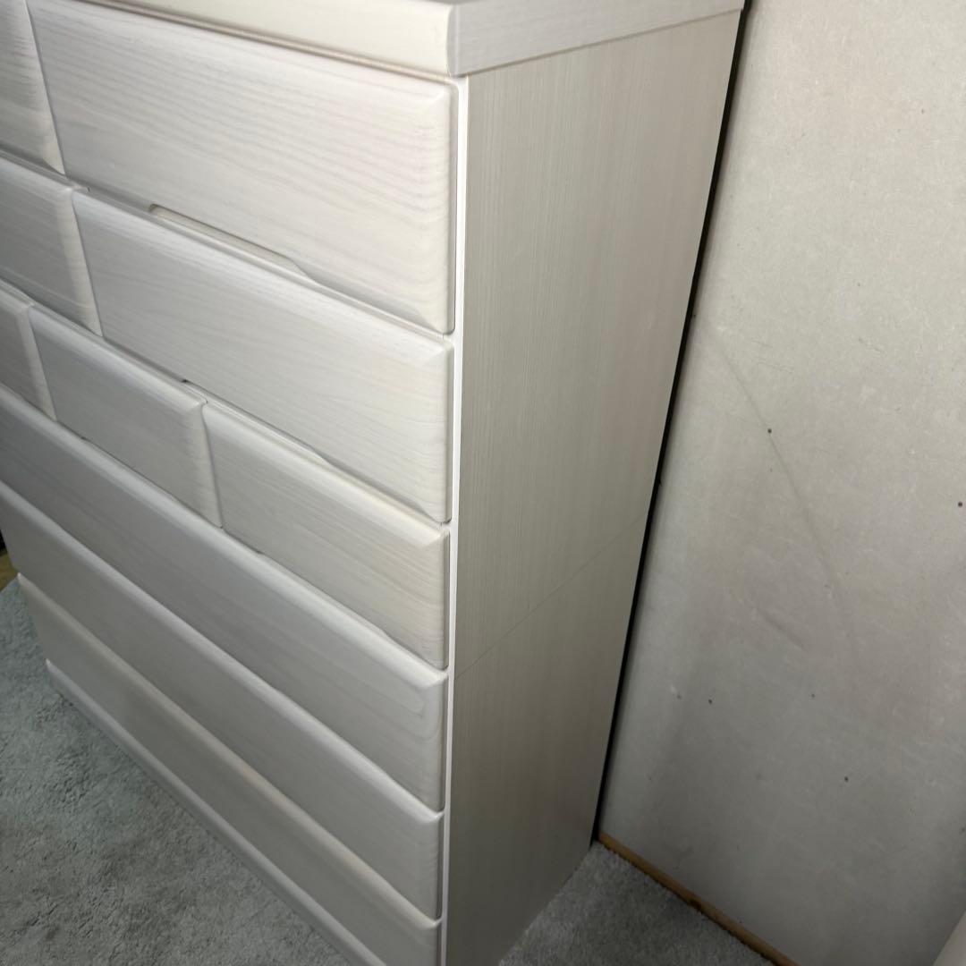 【492】ホワイト 木製 チェスト 10引き出し