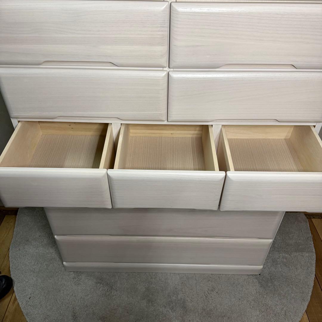 【492】ホワイト 木製 チェスト 10引き出し