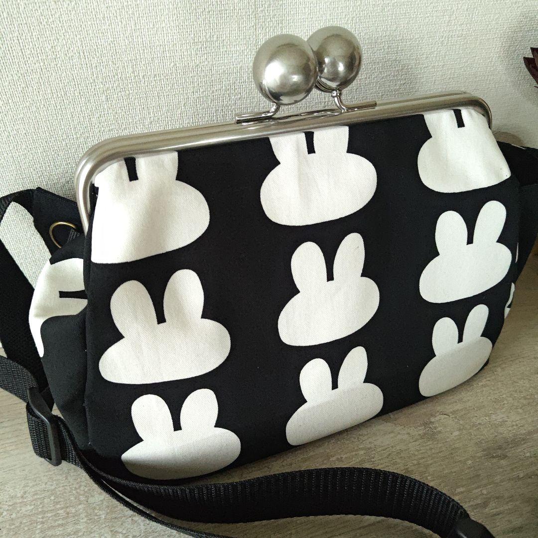 【作ちゃん様】がま口ウエストバッグ　ラビット柄　ハンドメイド