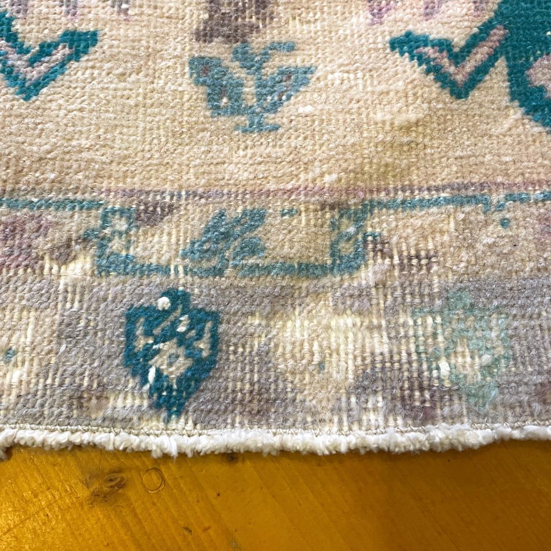 トルコ製ヴィンテージラグ49×113cmピンクベージュ玄関マットドアマット323