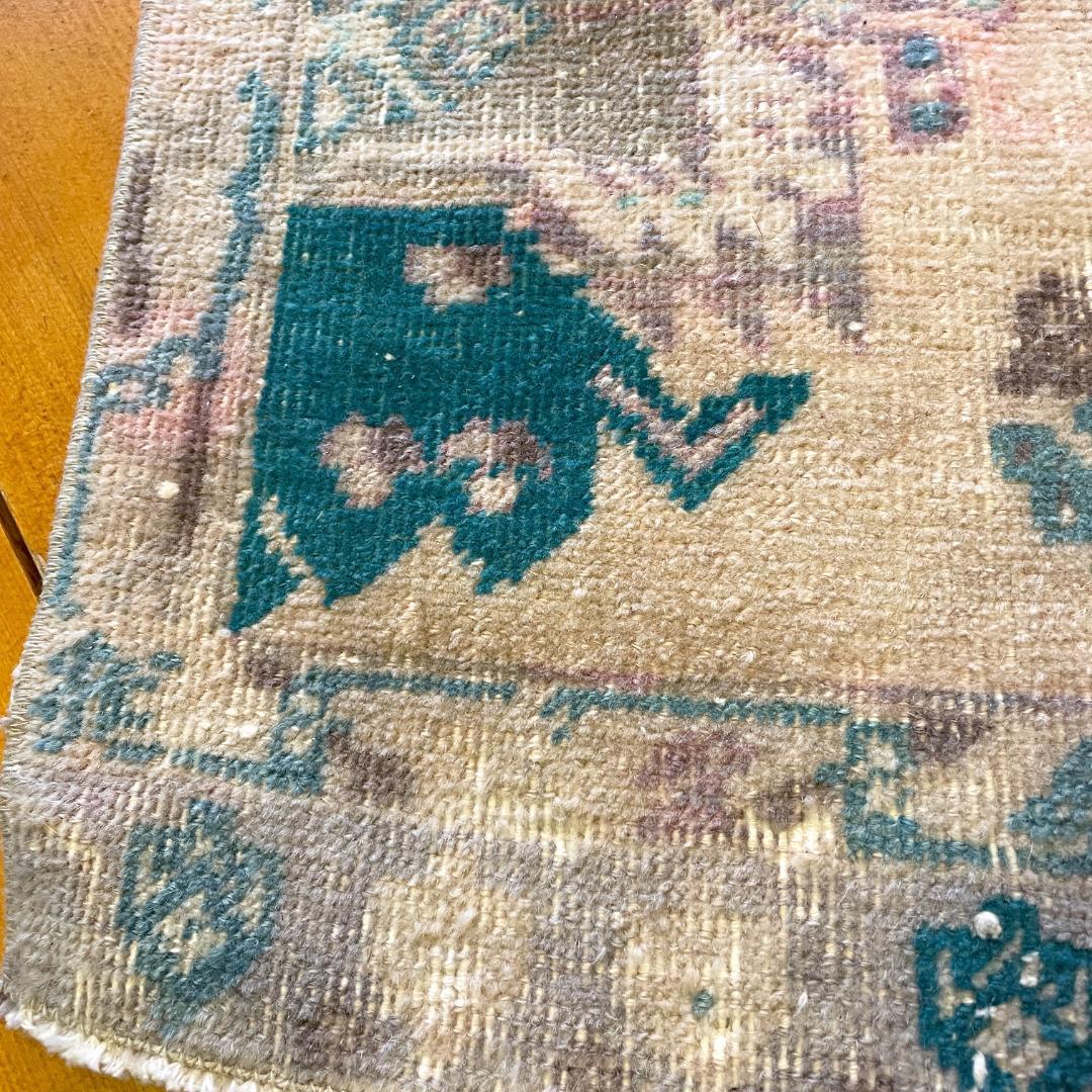 トルコ製ヴィンテージラグ49×113cmピンクベージュ玄関マットドアマット323