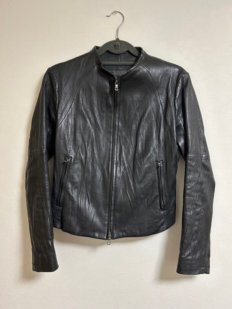 bajra ノーカラーレザージャケット ラムレザー