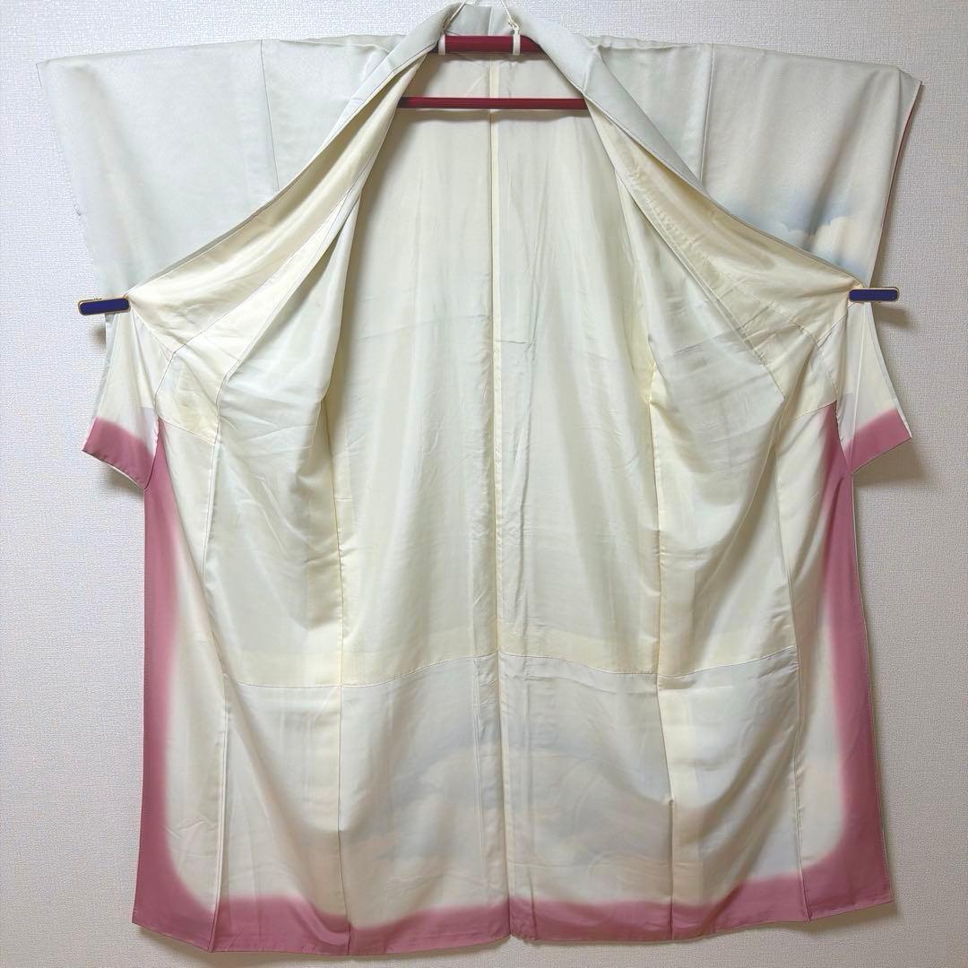 10 訪問着フルセット 正絹 淡い水色 ブルー 総刺繍 暈し染め 上品 シンプル