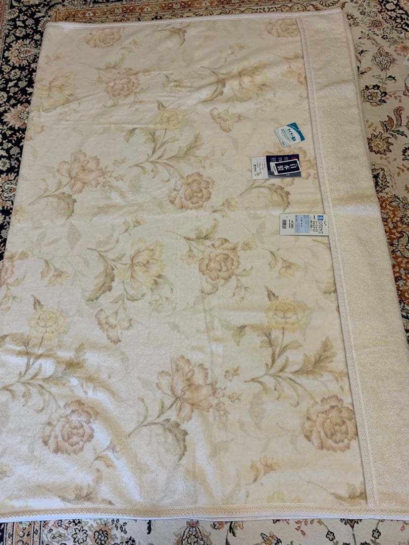 未使用タグ付き京都西川タオルケット日本製シングルサイズ綿100%クリーム色高品質