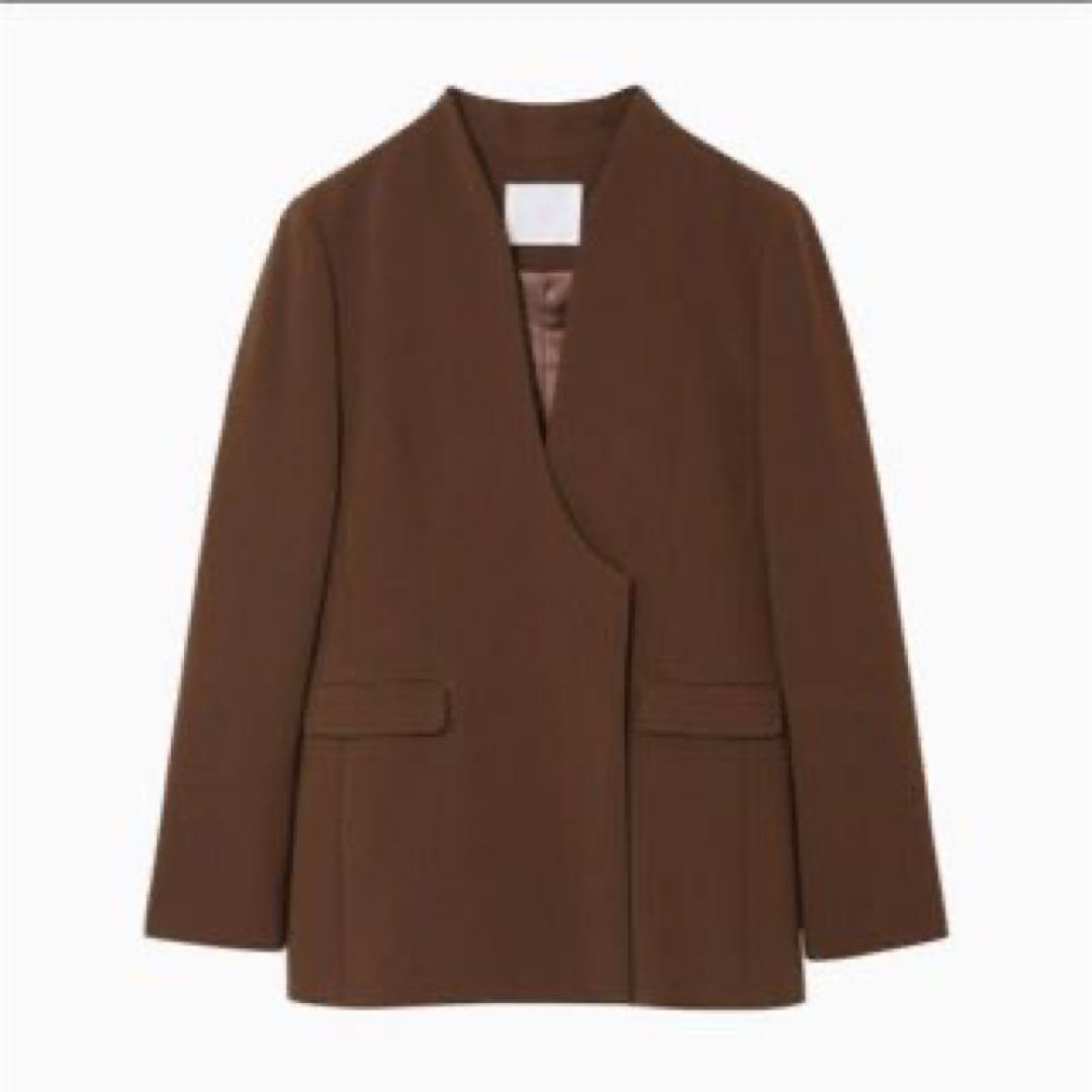 Mame Kurogouchi ノーカラージャケット ブラウン