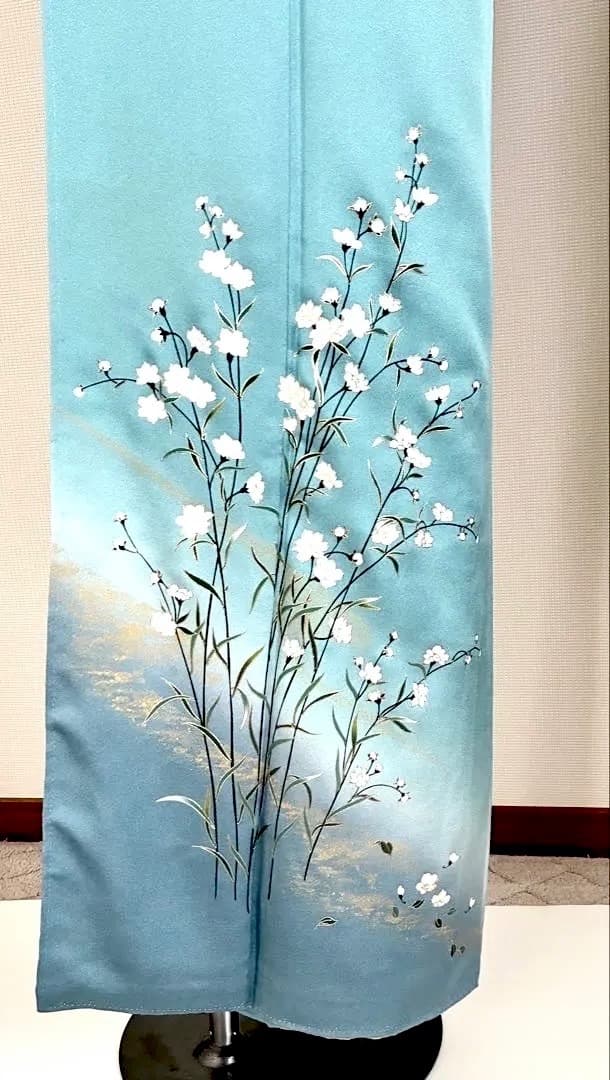 美品 正絹訪問着 落ち着いた寒色系 聡明なお色柄 祝宴 ご披露宴 ご卒業ご入学式