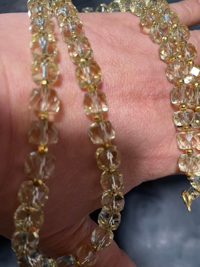 レモンクォーツキラキラネックレスK18