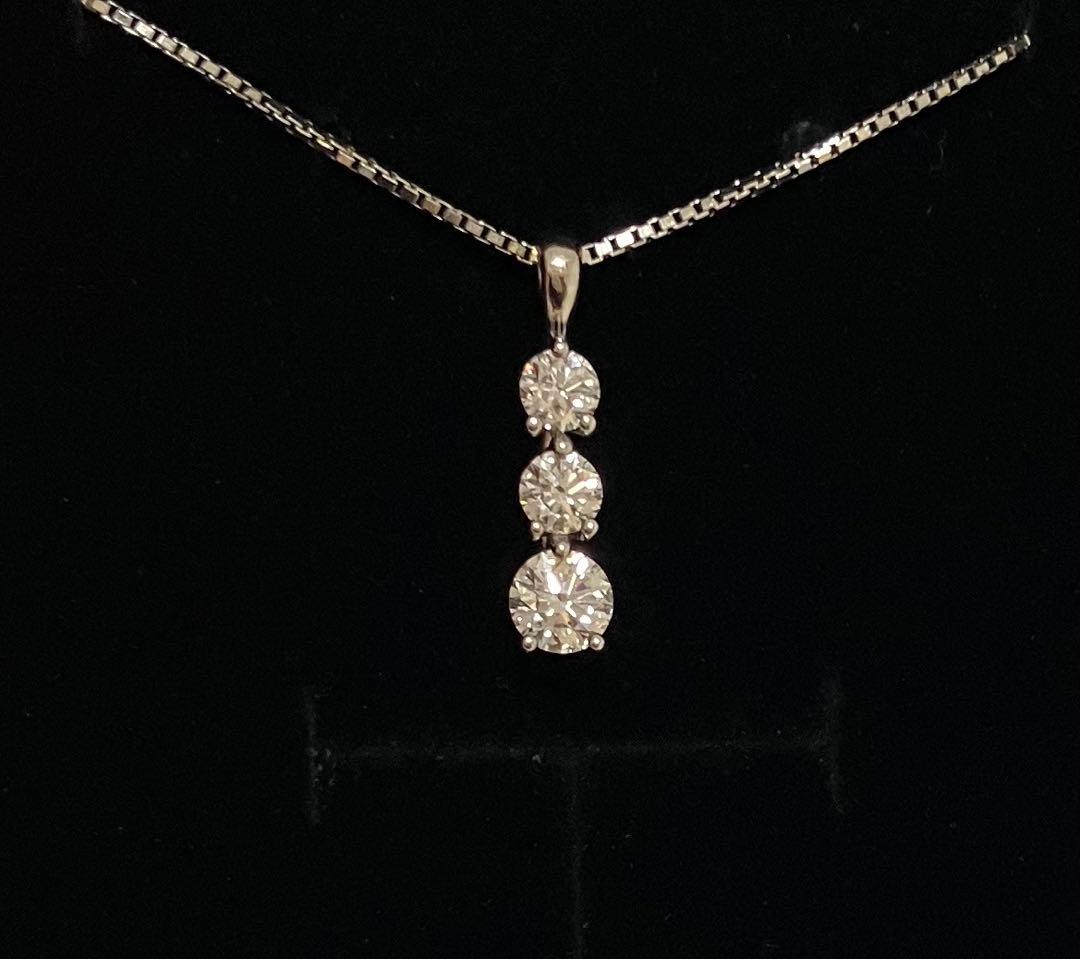 本物TRILOGY ダイヤモンドネックレス トリロジー Pt900 0.70ct