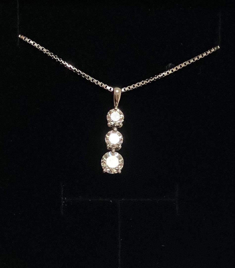 本物TRILOGY ダイヤモンドネックレス トリロジー Pt900 0.70ct