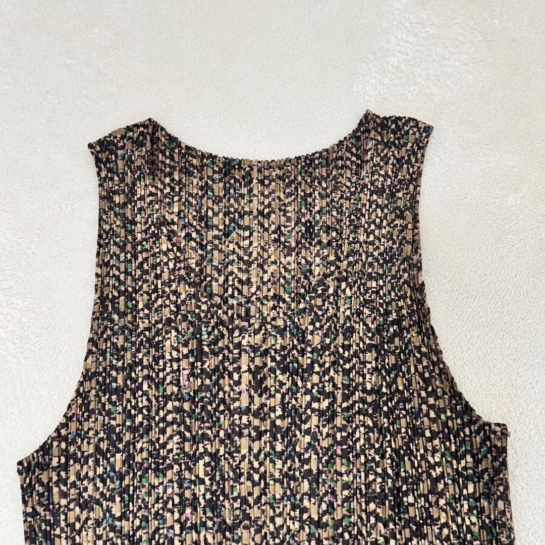 極美品✨PLEATS PLEASE モザイク柄　ノースリーブ　チュニック