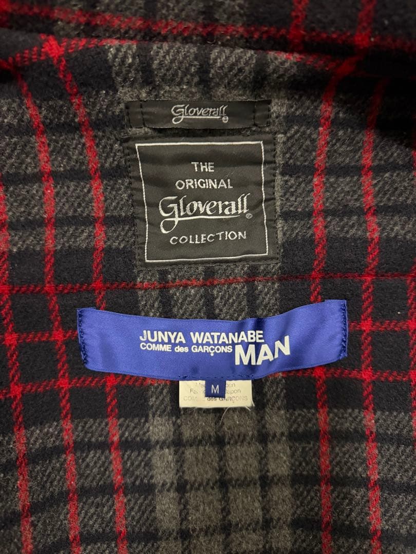 ジンヤワタナベマンx gloverall 袖レザーダッフルコート 紺　サイズM