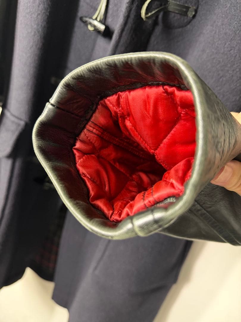 ジンヤワタナベマンx gloverall 袖レザーダッフルコート 紺　サイズM