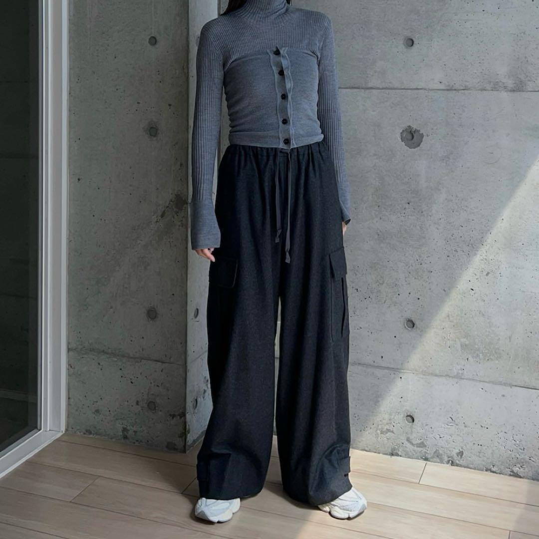 6 ROKU ロク カーゴパンツ ワークパンツ ワイド 38 M グレー 秋冬