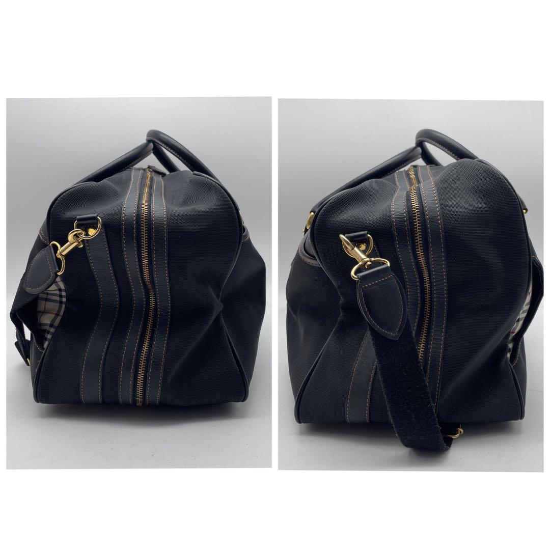 バーバリー ゴルフ ノバチェック pvc ボストンバッグ 2way 旅行 黒