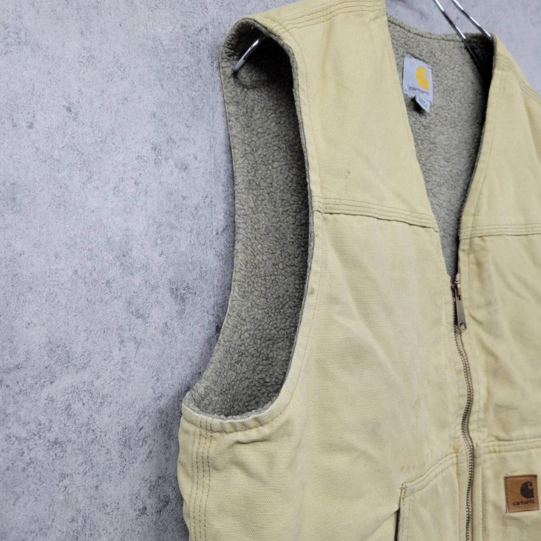 古着 90s メキシコ製 カーハート ダックジャケット ベスト ベージュ L