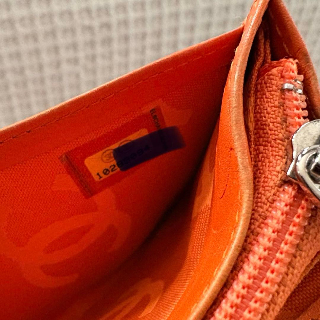 シャネル カンボンライン ベージュ オレンジ キルティング 長財布