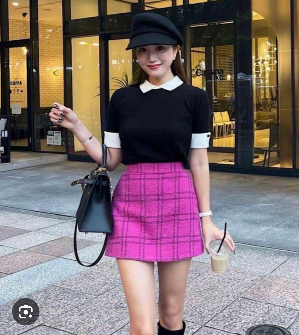 sheler ピンクチェック ミニスカート　Sサイズ