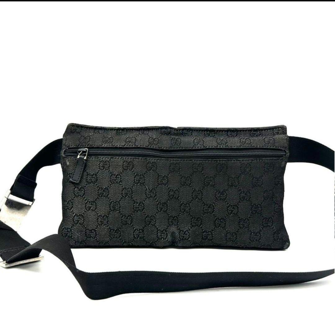 【美品】グッチ ボディバッグ ショルダー GG柄 ロゴ型押し ブラック