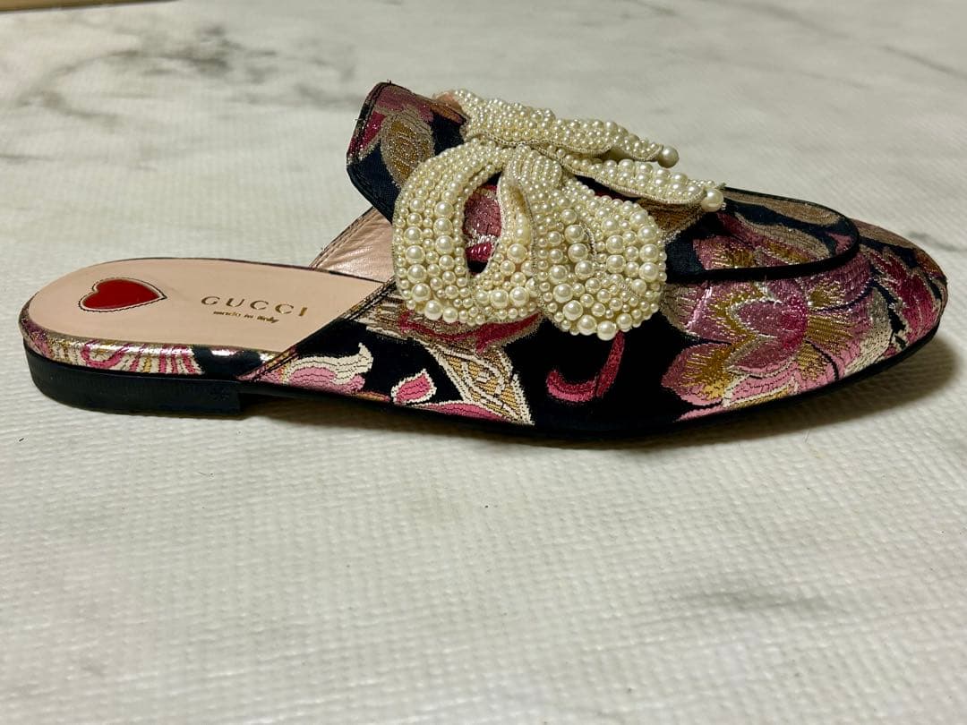 GUCCI プリンスタウン パール リボン ミュール サンダル グッチ 38