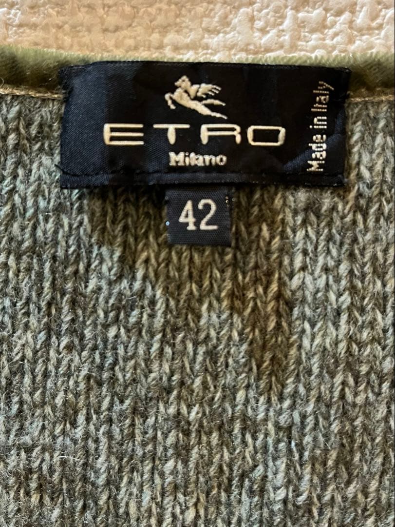 ETRO エトロ　シルクプリント切り替え デザインニット カーディガン