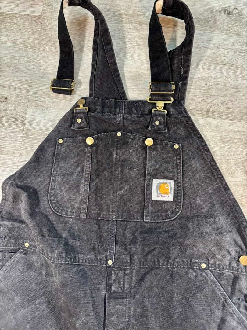 09 Carhartt ブラックダック オーバーオールフェード 墨黒／B01系