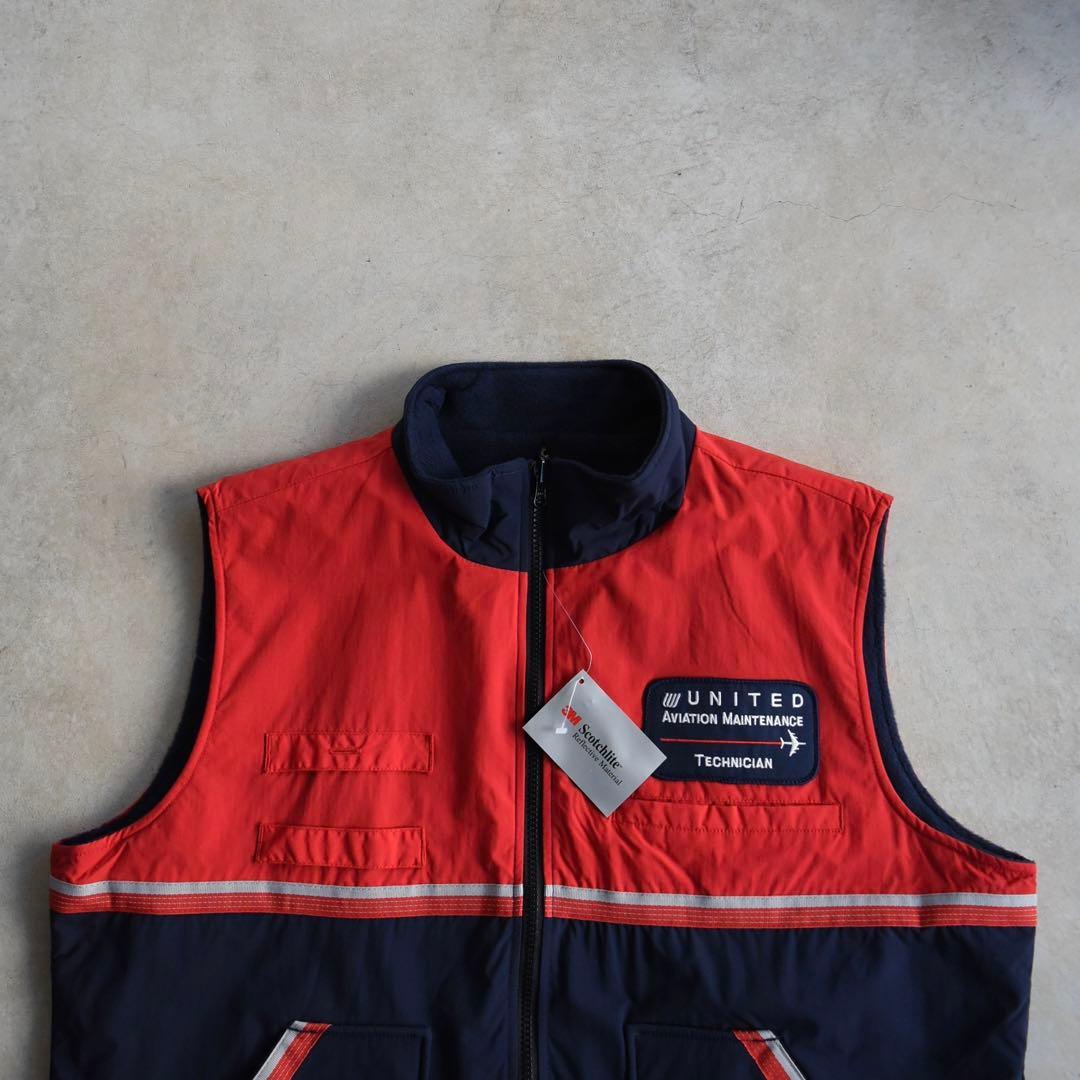 90s UNITED ユナイテッド航空 ナイロンベスト 企業物 未使用 L
