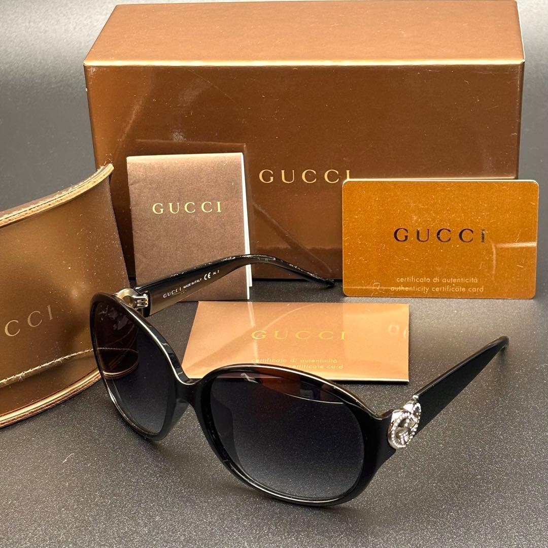 GUCCI グッチ サングラス GG ラインストーン ハート ブラック ケース付